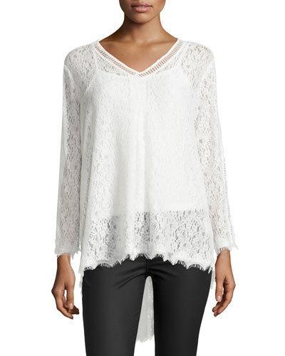 In The Wings Lace High-low Top, White