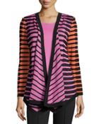 Draped Open Knit Jacket, Cameo/persimmon/black