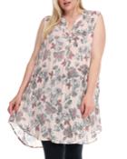 Plus Size Floral Printed Sleeveless Tunic