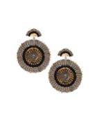 Circular Rhinestone Bead Earrings, Black