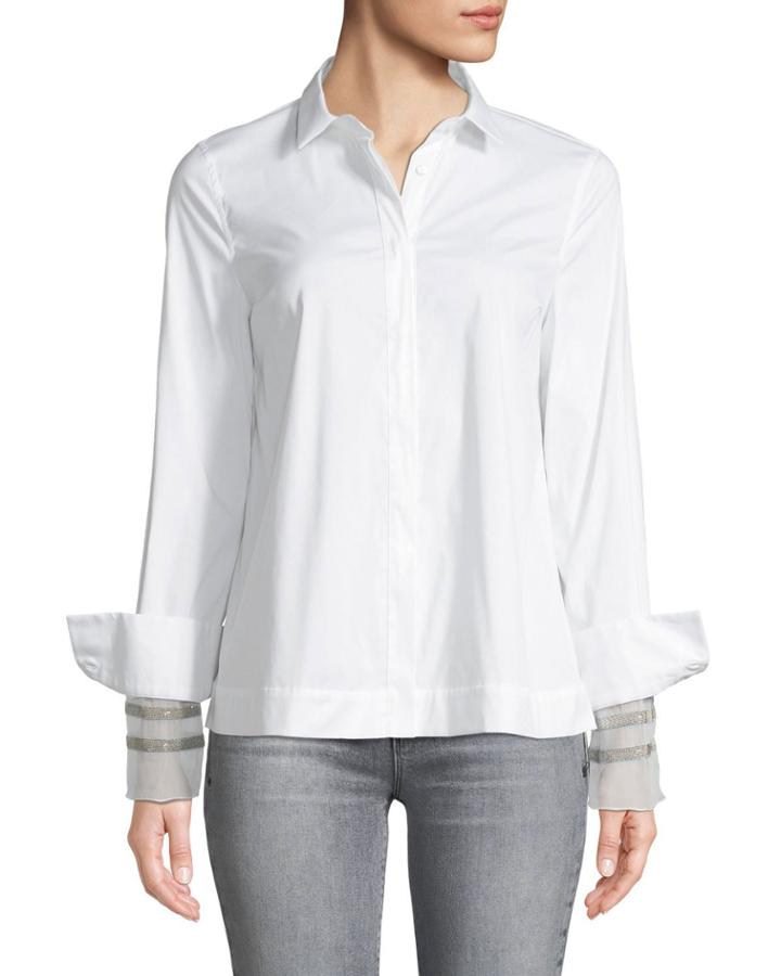Monili-cuff Button-front Poplin Blouse