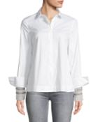 Monili-cuff Button-front Poplin Blouse