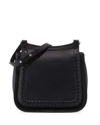 Lori Leather Flap Saddle Bag, Black