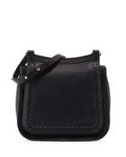 Lori Leather Flap Saddle Bag, Black