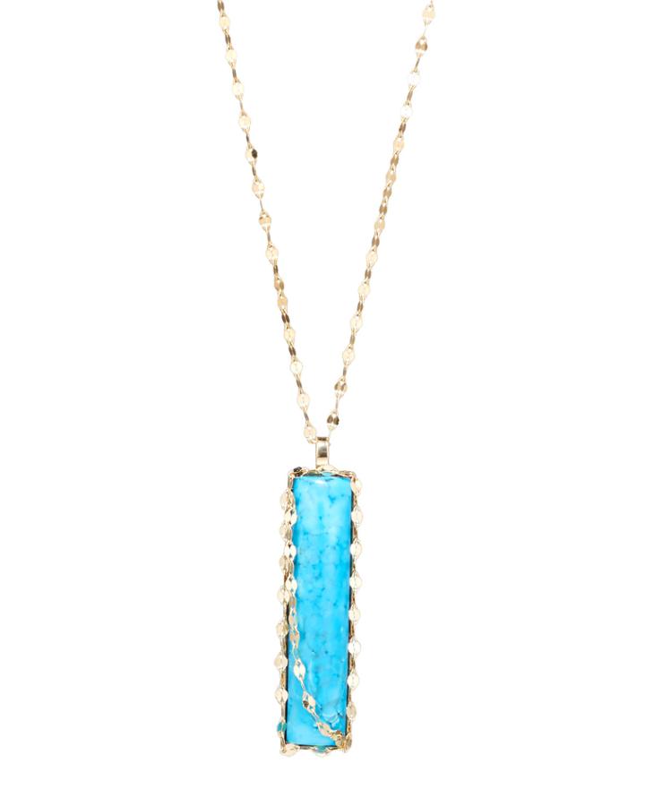 14k Bliss Turquoise Bar Pendant Necklace