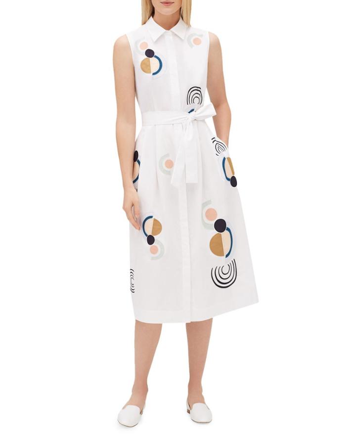 Estelle Sleeveless Opaline Oxford Dress W/ Embellished