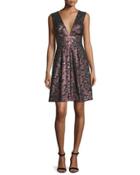 Blooms Jacquard Deep-v Dress,