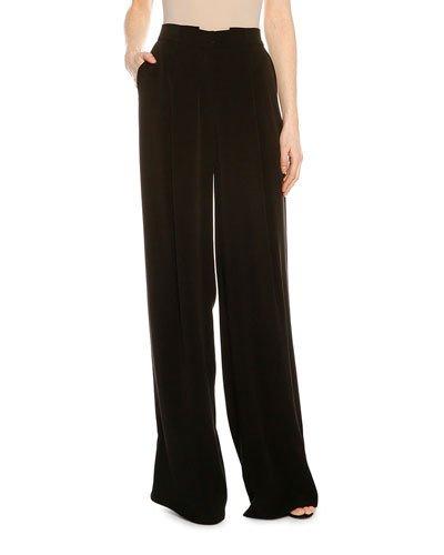 Wide-leg Cady Pants, Black