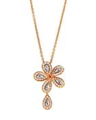 Fantasia 18k Rose Gold Diamond Flower Pendant Necklace