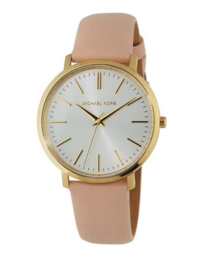 41.5mm Round Watch W/ Leather