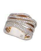 18k Two-tone Gold & Diamond Tall Overlap Ring,