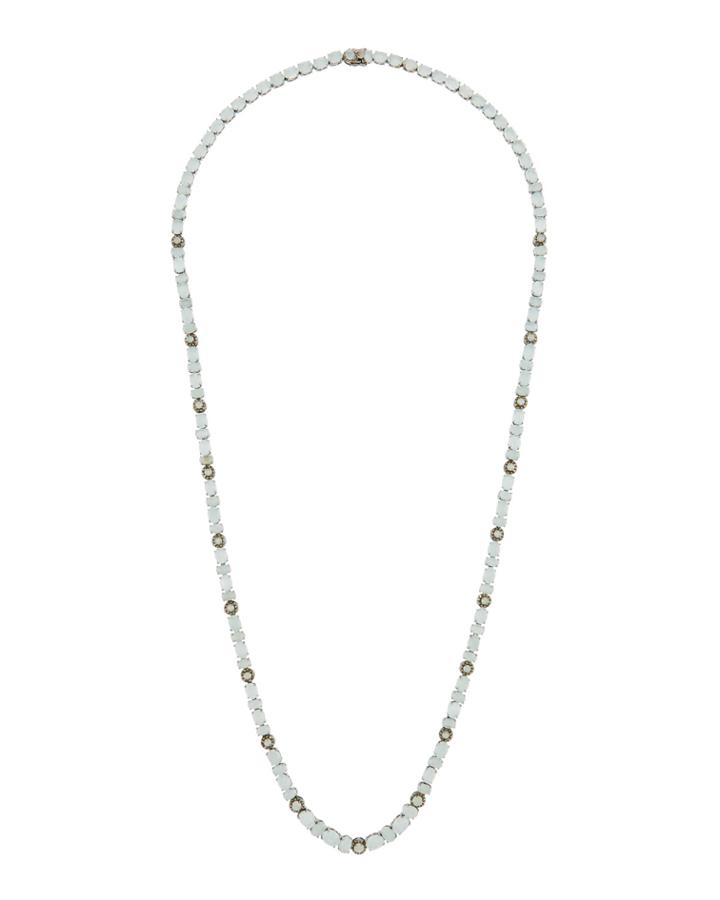Long Aquamarine & Diamond Station Necklace