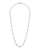 Long Aquamarine & Diamond Station Necklace