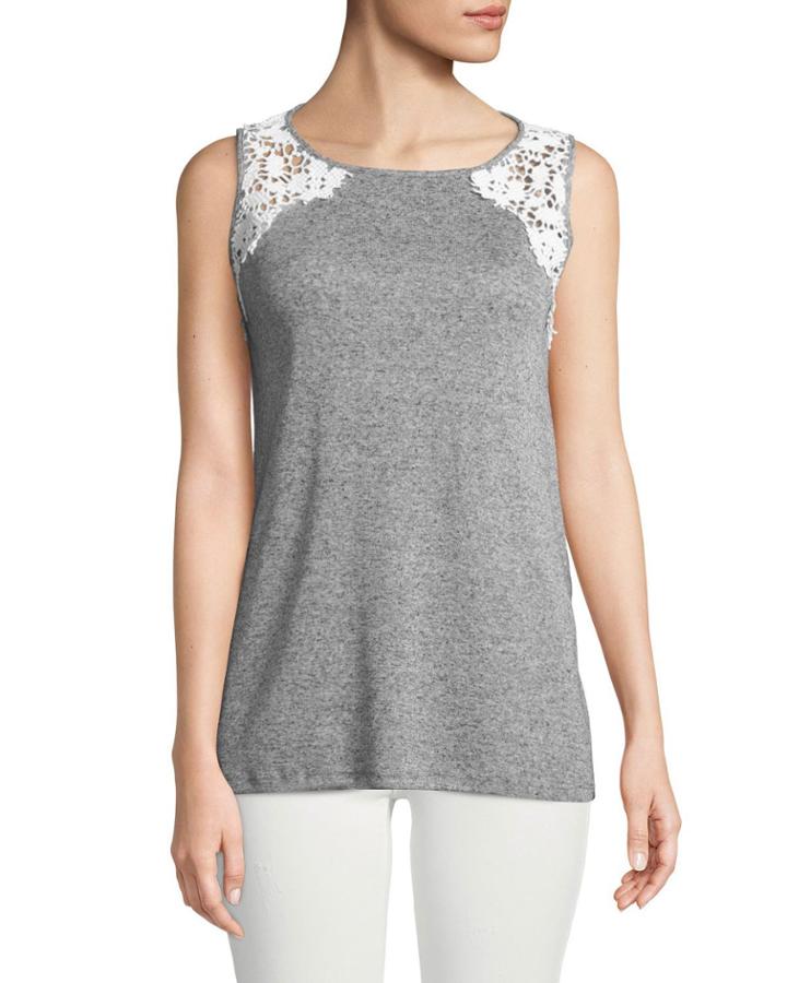 Lace-shoulder Tank Top