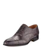 Tabarca Antiqued Leather Oxford, Gray