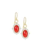 Moroccan 18k Coral & Diamond Drop Earrings