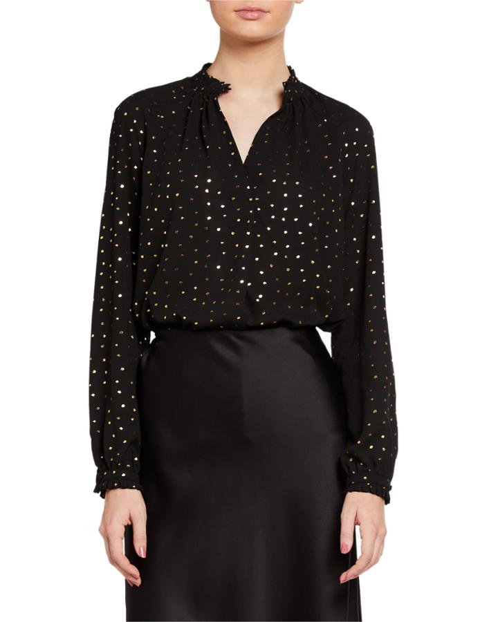 Ruffle-neck Embellished Long