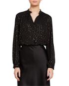 Ruffle-neck Embellished Long