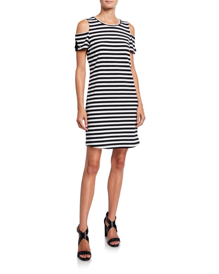 Striped Grommet-tie Dress