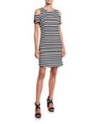 Striped Grommet-tie Dress