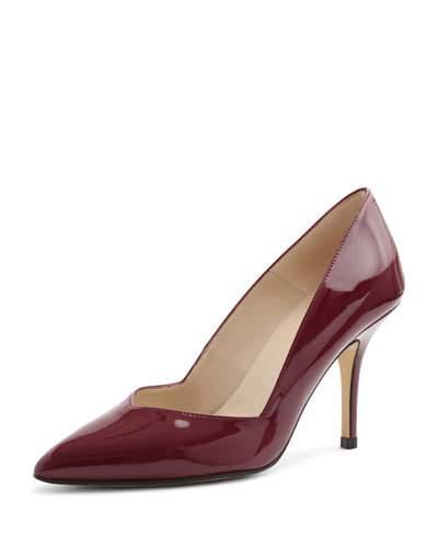 Steph Patent Pointed-toe Pump, Burgundy