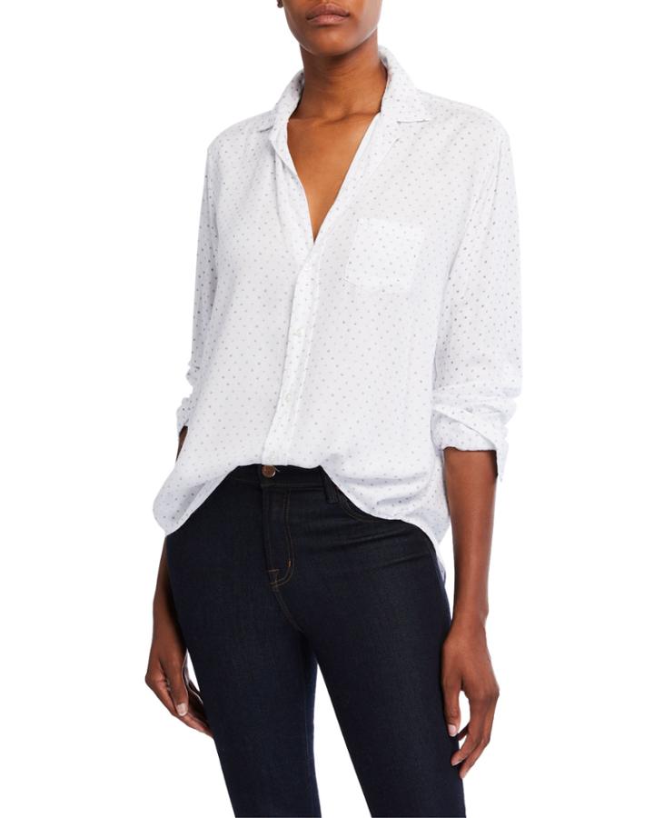 Eileen Polka-dot Modal Long-sleeve Button-down