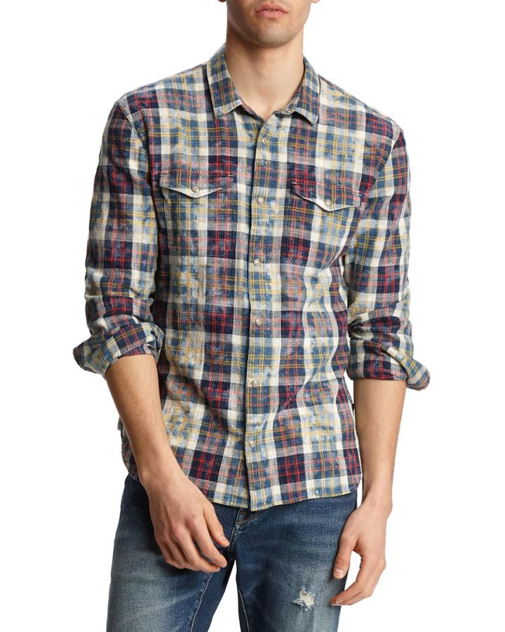 Men's Marshall Plaid Bleach Wash Western