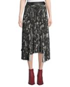 Snake-print Pleated Asymmetric