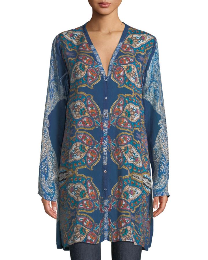 Karmen Button-front Tunic W/ Tie Belt