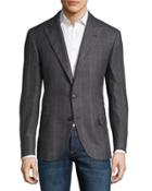 Pinstriped Linen-blend Jacket, Dark Gray