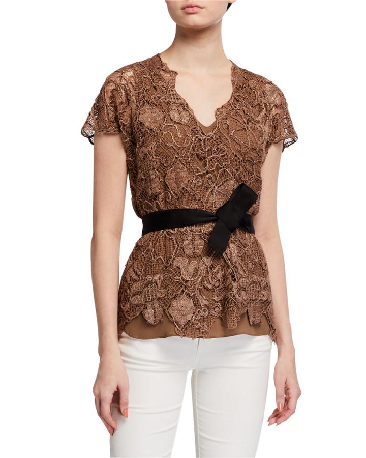 Floral Embroidered Belted