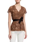 Floral Embroidered Belted