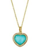 18k Lollipop Small Heart Necklace In Turquoise