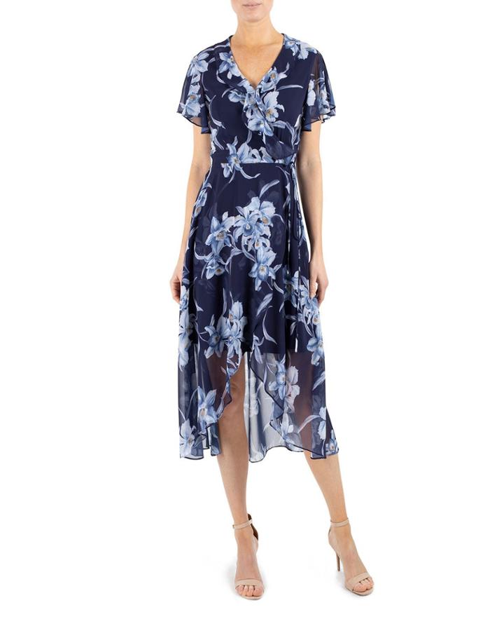 Chiffon Floral-print Maxi Wrap Dress
