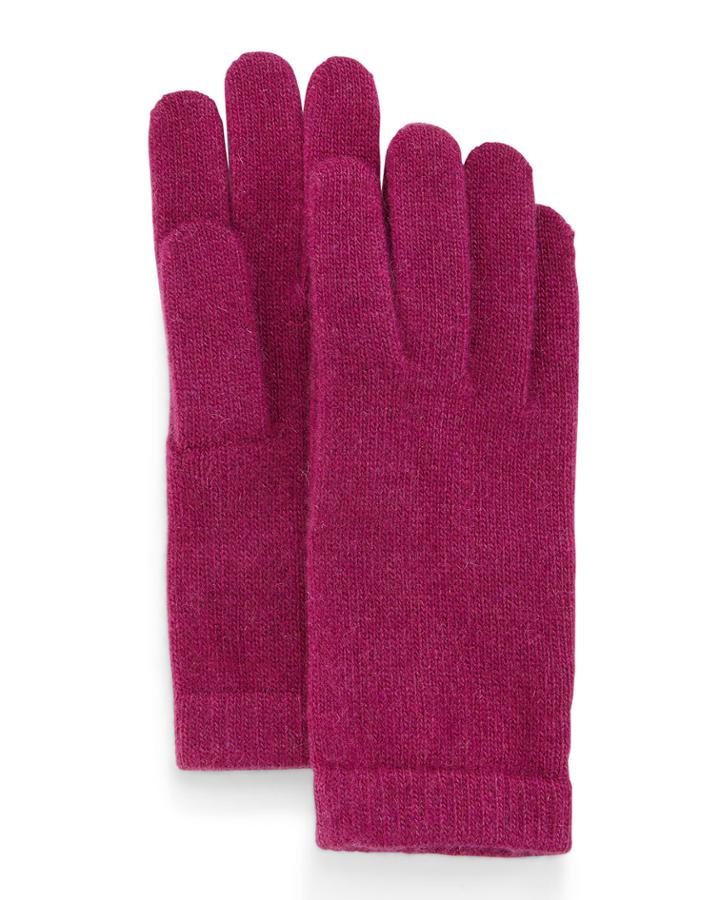 Portolano Cashmere Basic Knit Gloves, Plumberry, Women's