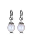 14k White Gold Detachable Pearl Drop Earrings
