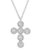 14k White Gold Diamond Cross Necklace,