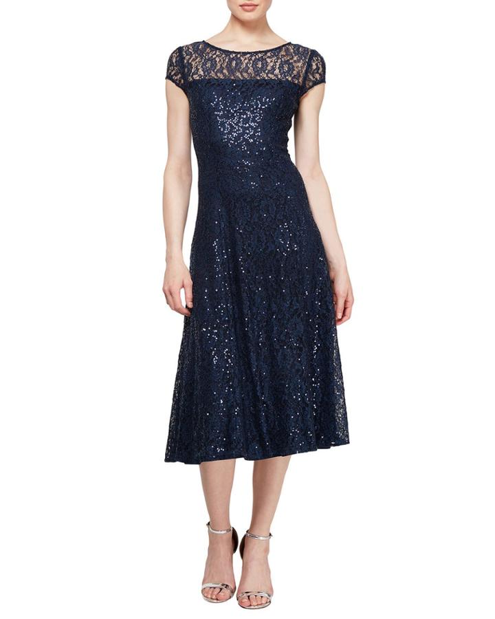 Cap-sleeve Lace Cocktail Dress
