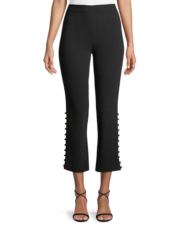 Lida Cropped Side-button Crepe Pants