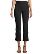 Lida Cropped Side-button Crepe Pants