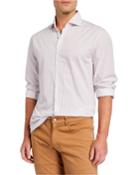 Men's Poplin Narrow-stripe Sport Shirt W/ French Collar