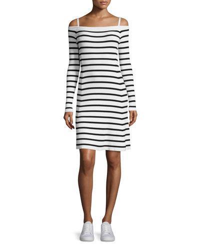 Pirellia Prosecco Striped Cold-shoulder Dress