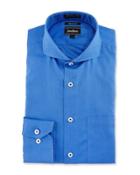 Trim-fit Non-iron Textured Dress Shirt, Dark Blue