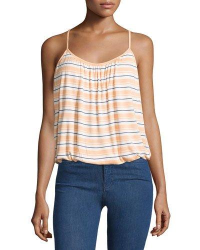 Striped Jersey Knit Tank, Peach/ocean