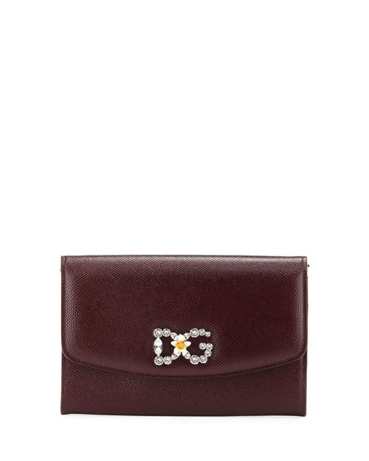 Dg Leather Wallet On A Chain/crossbody Bag