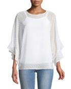Swiss-dot Chiffon Bell-sleeve Blouse