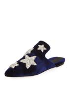 Stelle Metallic Star Velvet Slipper, Blue