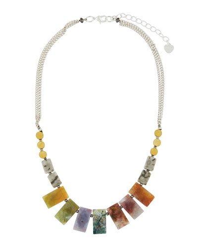 Rectangular Mixed Beaded Statement Necklace