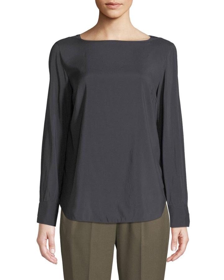 Monili-strap Scoop-neck Silk-blend Blouse