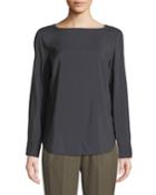 Monili-strap Scoop-neck Silk-blend Blouse